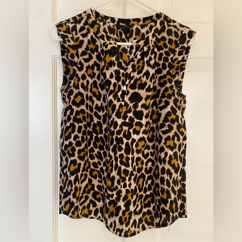 J. Crew Silk Leopard Print Blouse 6P
